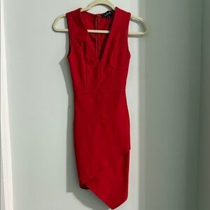 Lulu's Vibrant Red Asymmetrical Dress